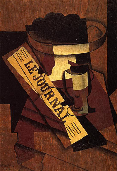 Fruit Dish, Glass and Newspaper Juan Gris